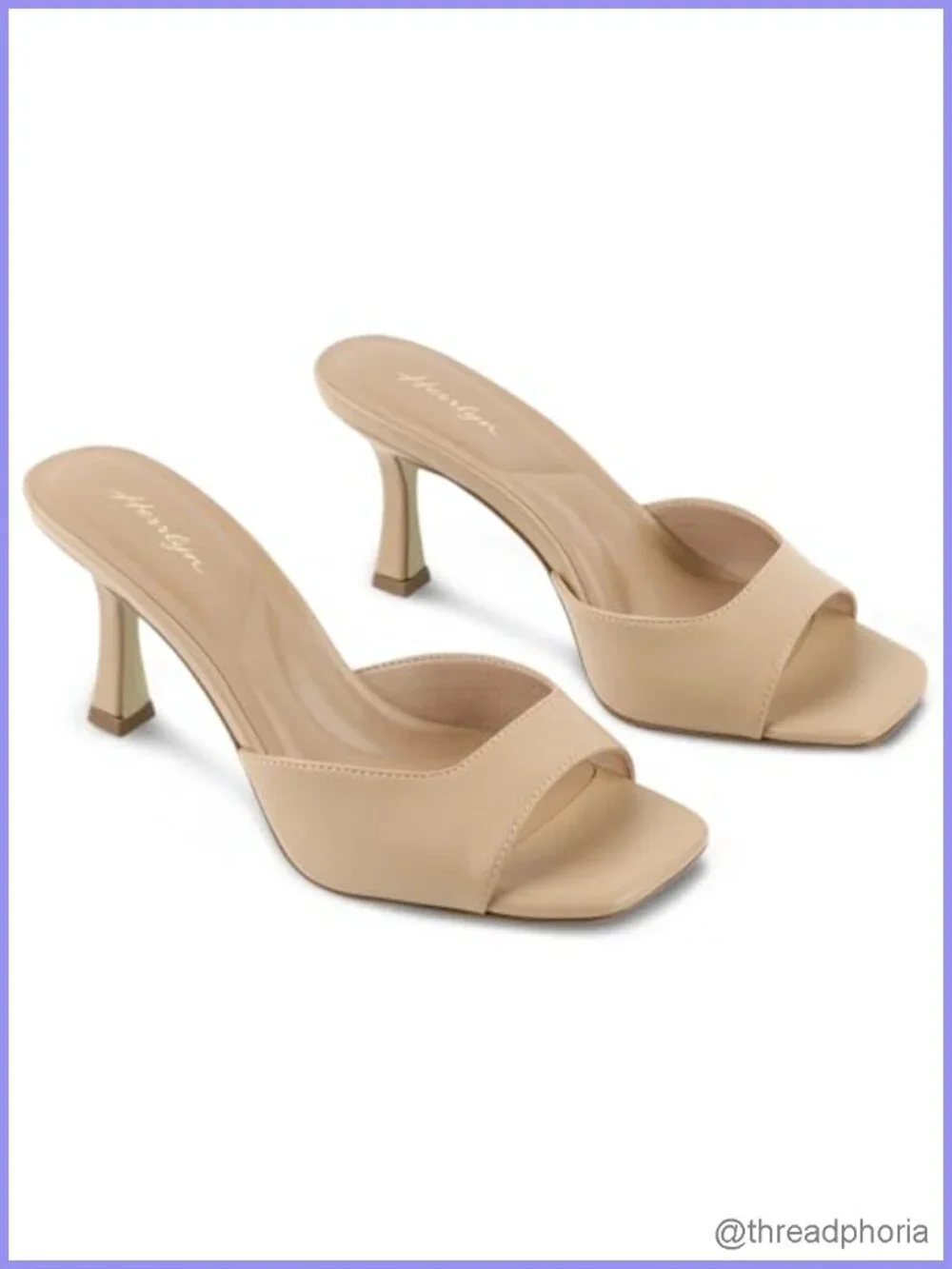 Kitten Heels for Women Square Toe Slide Sandals Backless Low Heel Mules Party
